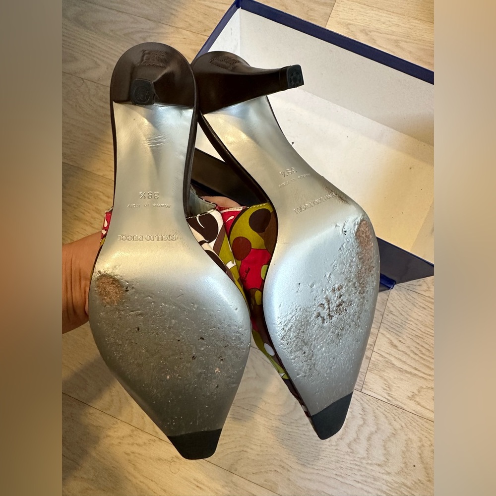 Authentic multicolor Emilio Pucci Slingback heels with cutout detailing! - Picture 5 of 7